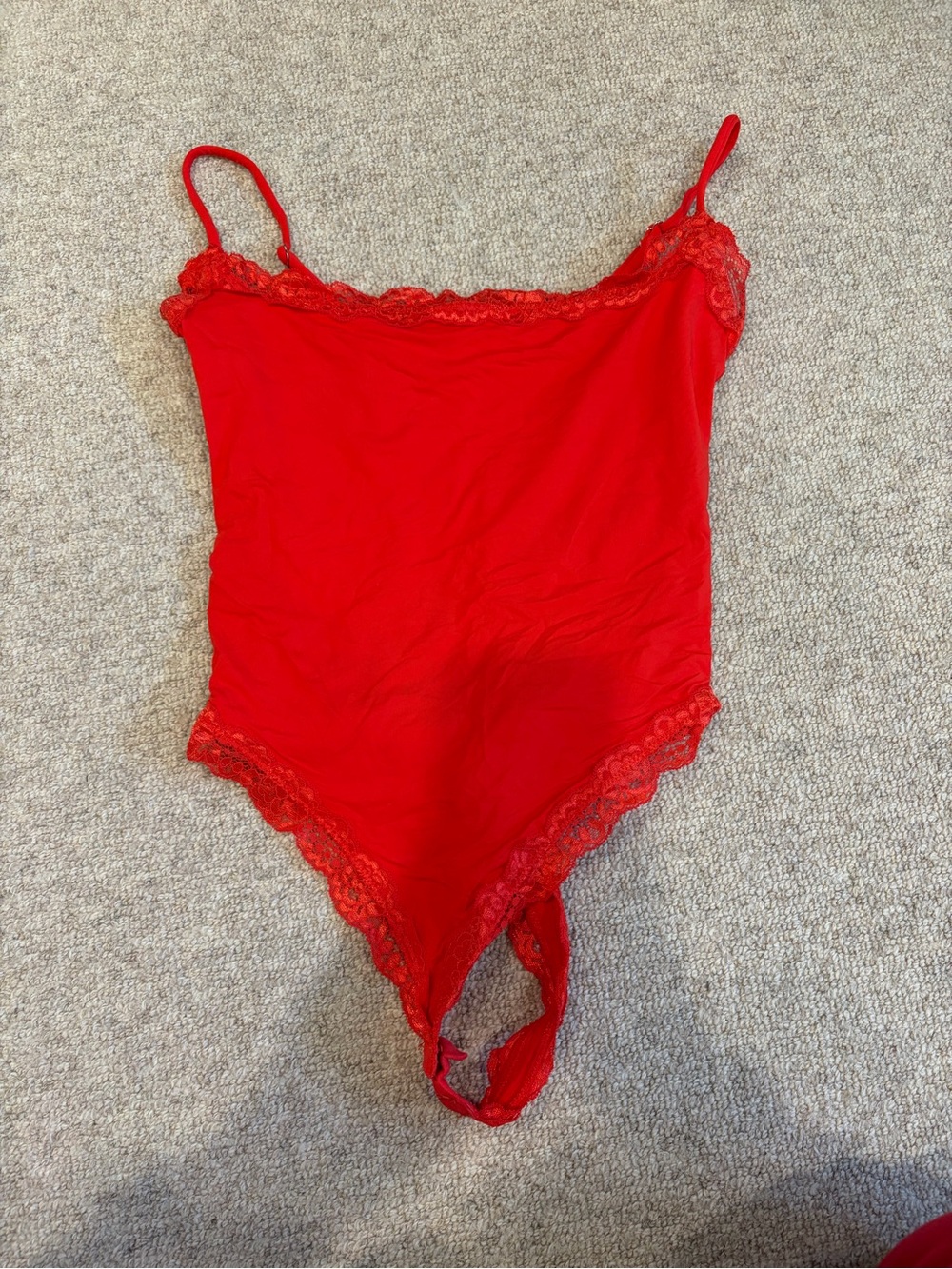 Red Lace-Trim Bodysuit - Women’s Intimates